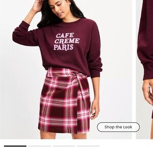 NWT LOFT Vibrant Pink and Brown Plaid Skirt